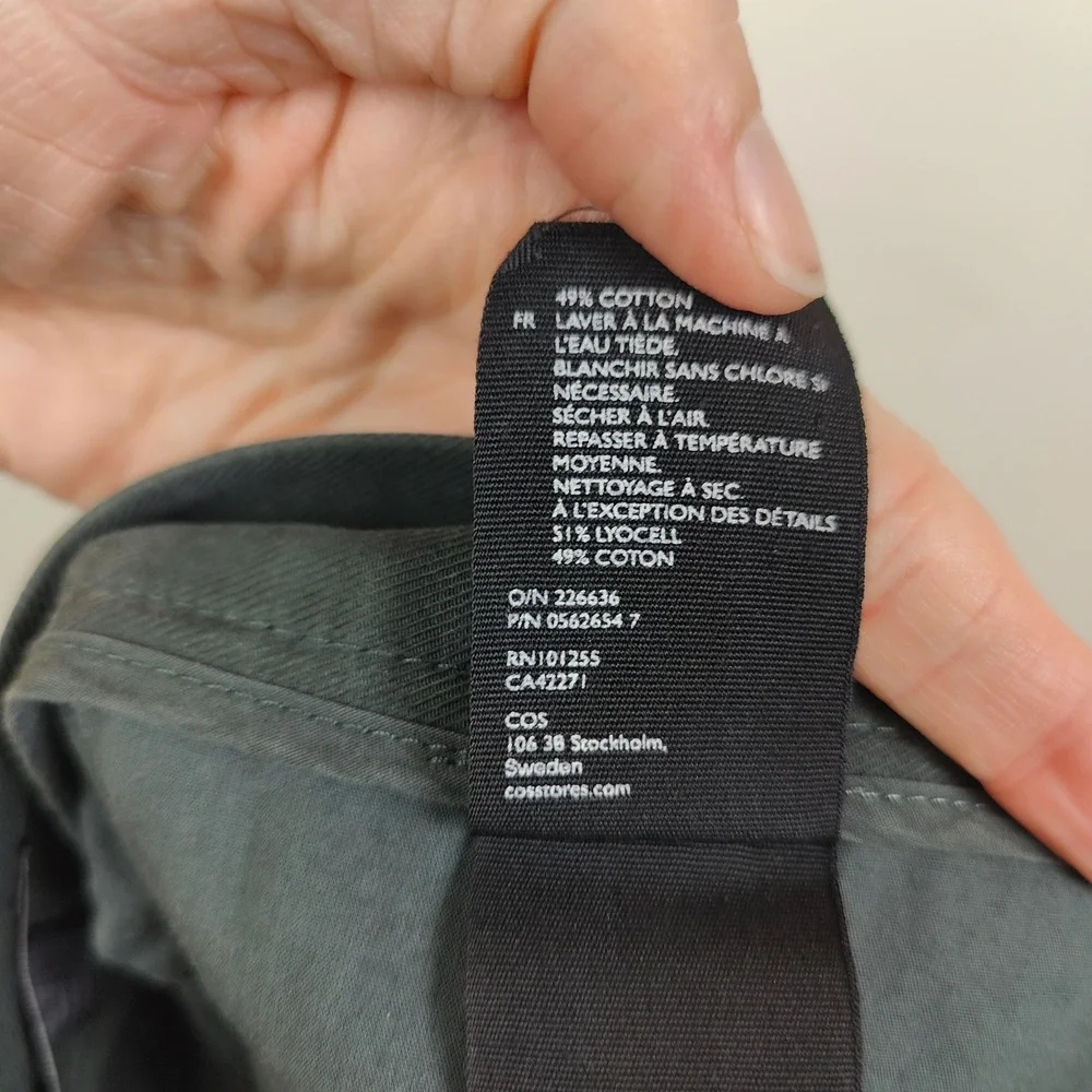 COS Mens Pants 36R Dark‎ Green Lyocell Cotton Blend Minimalist Quiet Luxury